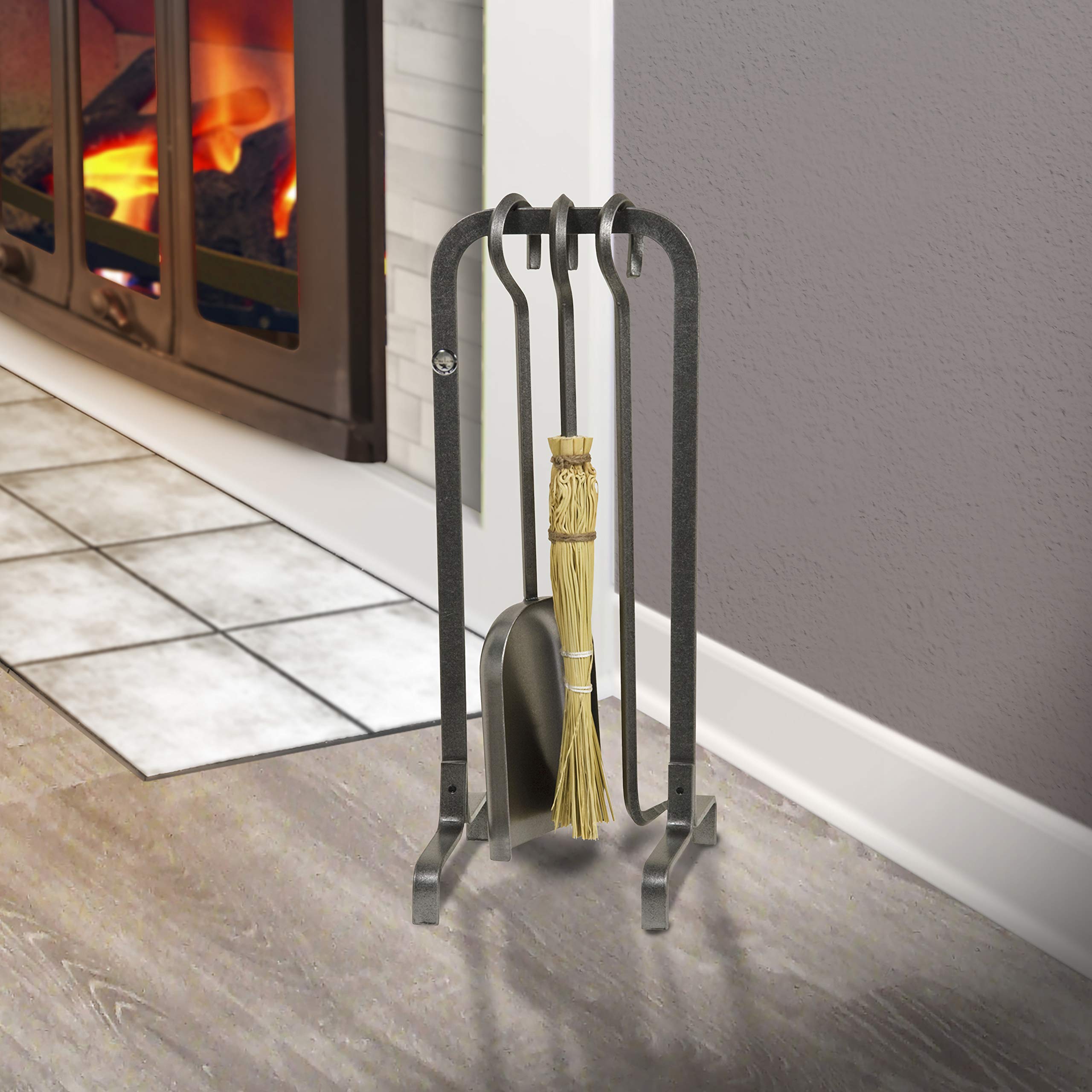 Enclume Handcrafted Hearthside Short Tool Set - Hammered Steel Fireplace Accessories for Home Decor & Outdoor Camping