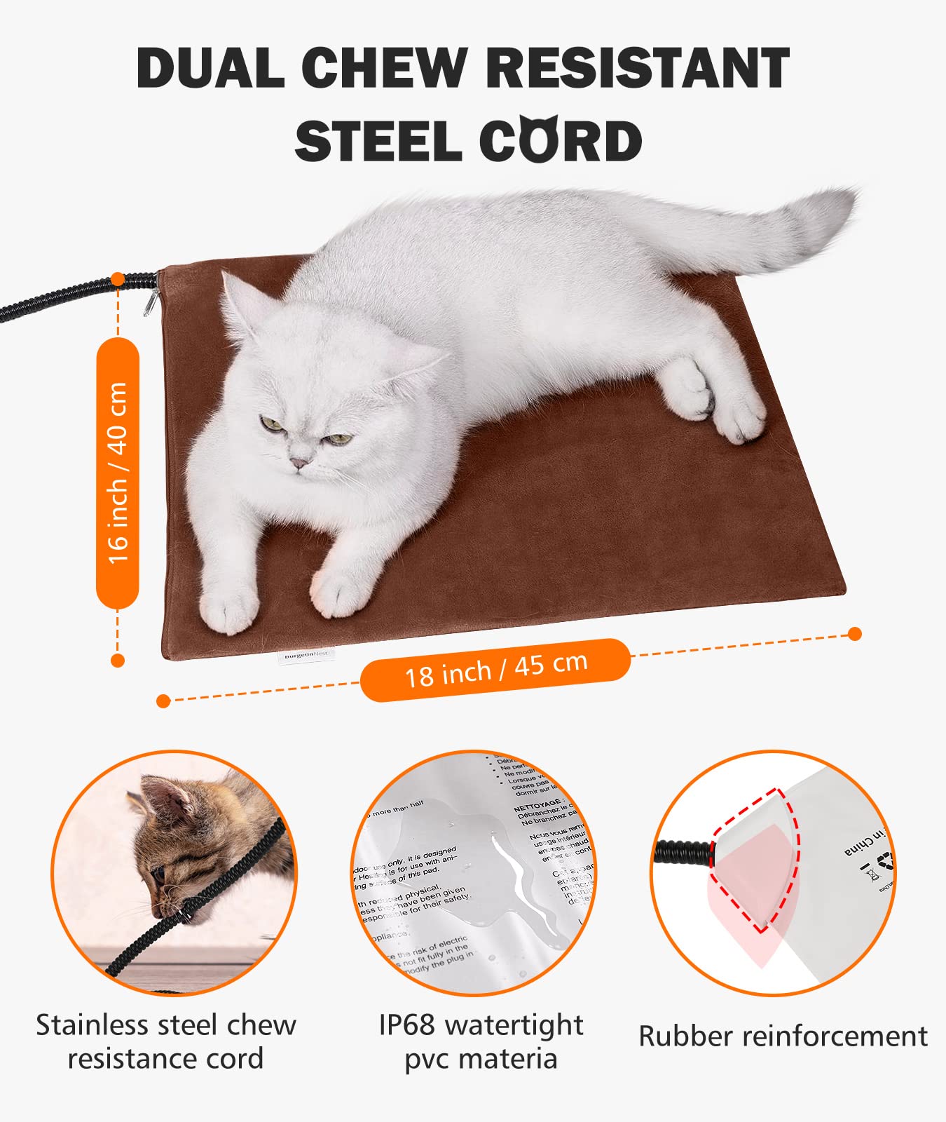 BurgeonNest Adjustable Pet Heating Pad - 18x16