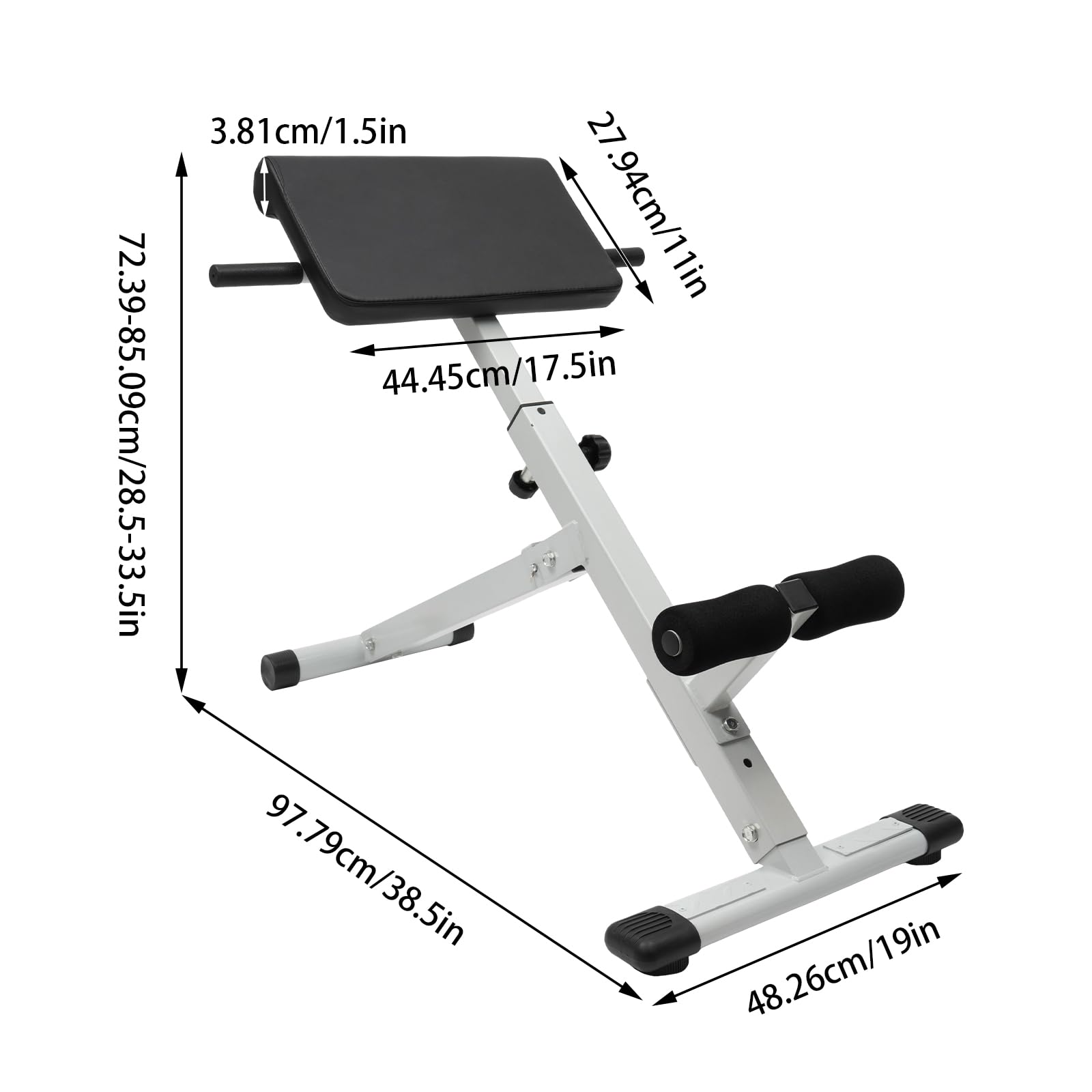 Adjustable Folding Hyperextension Bench Roman Chair - 39-45
