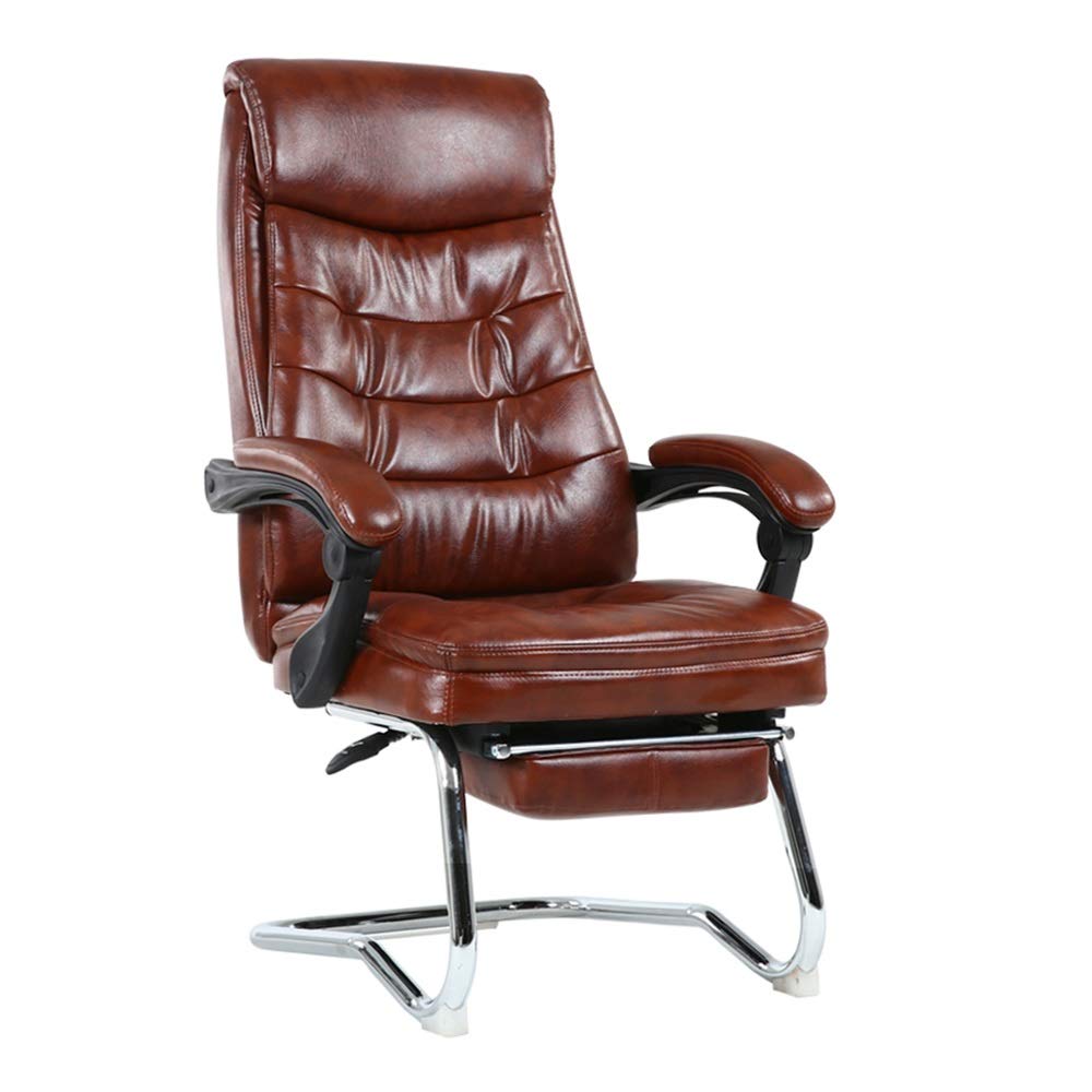 Ergonomic High Back PU Leather Gaming Chair with Footrest & Reclining - Racing Style Office Computer Desk Chair for Home, Office & Meeting Rooms (Brown) - Perfect for Long Gaming Sessions & Work From Home Comfort