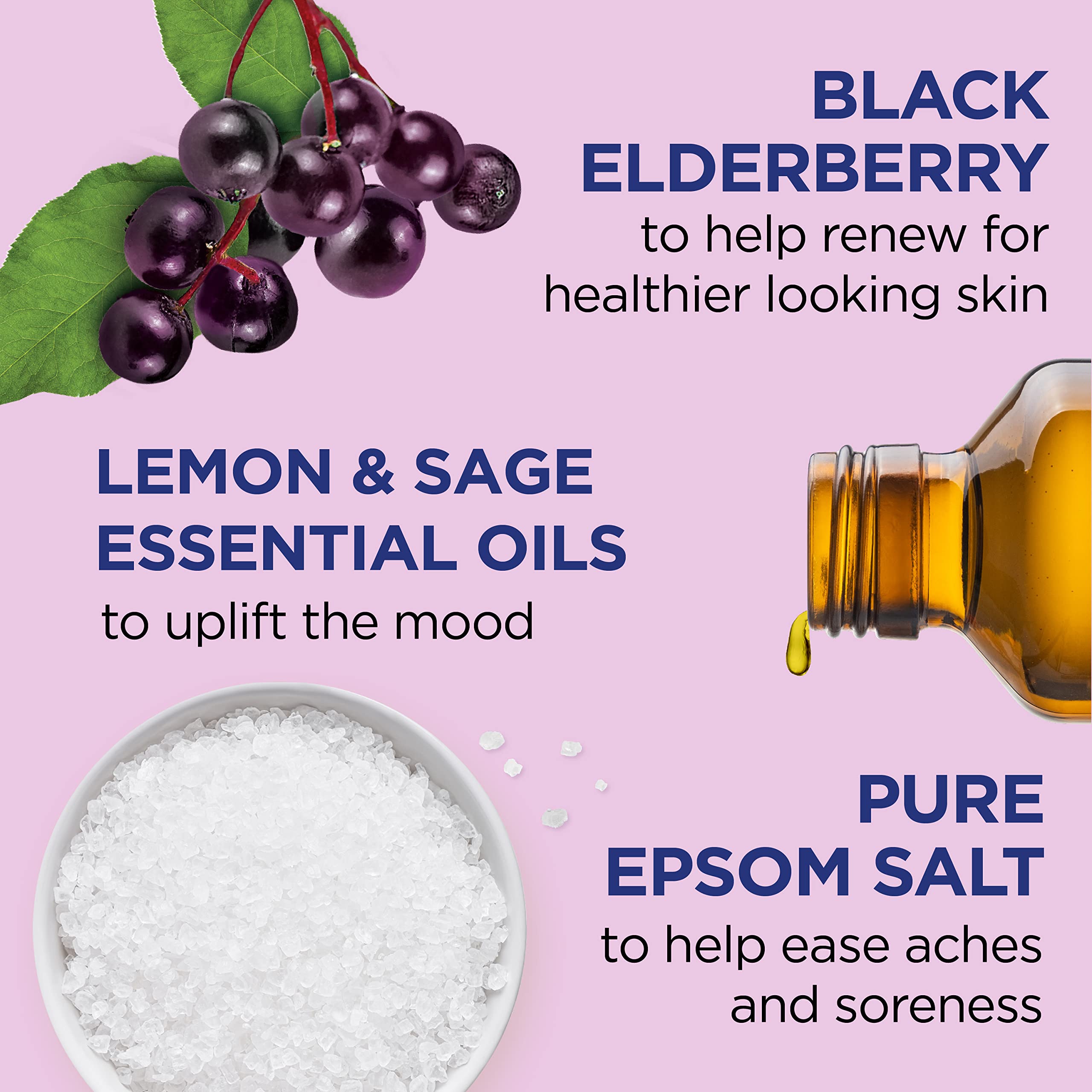 Dr Teal's Epsom Salt Soak Bundle - Elderberry & Shea Butter with Almond, 3 lbs Each - Relaxing Muscle Relief & Stress Relief for Bath, Spa & Self Care