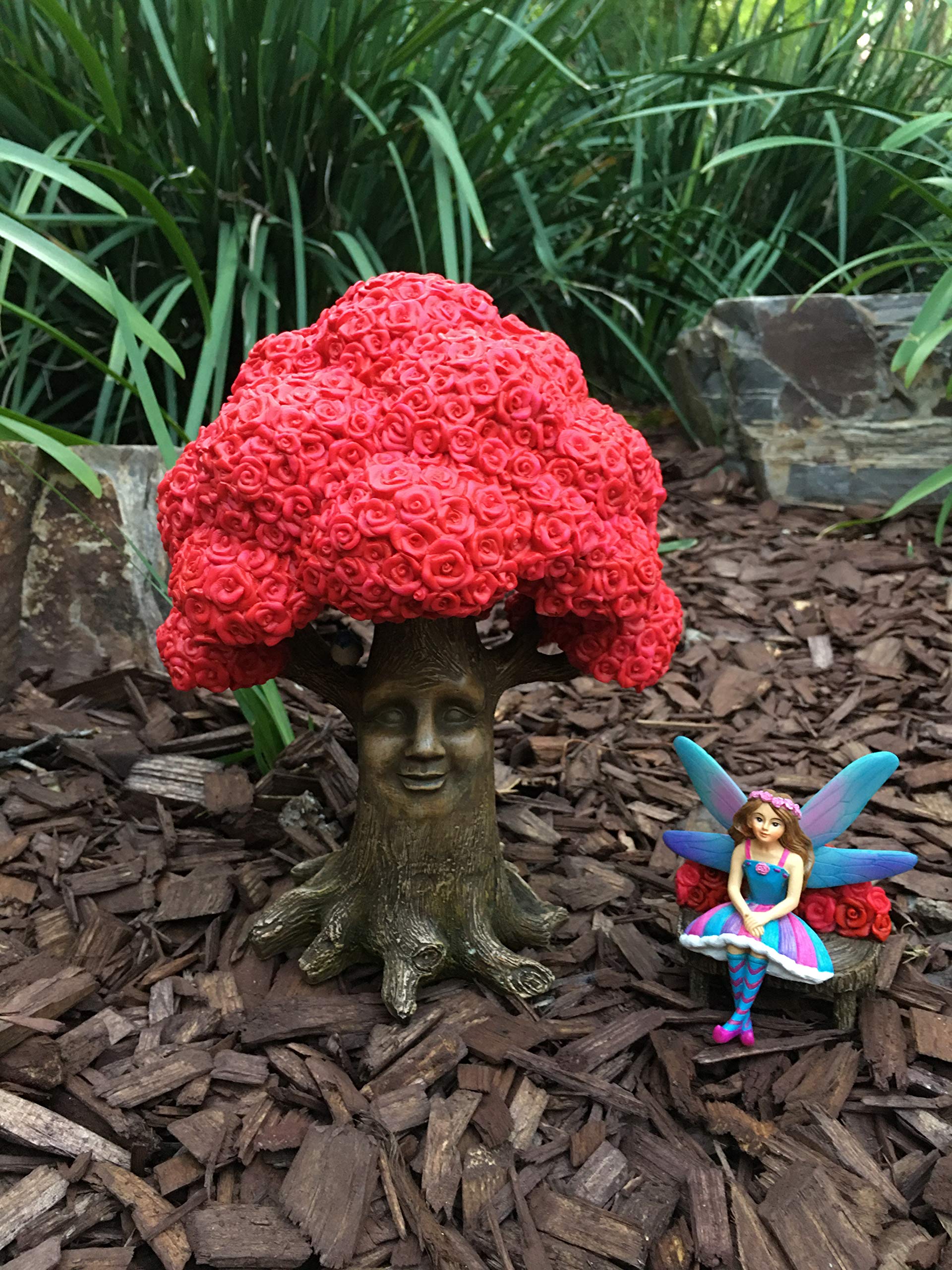 GlitZGlam Fairy Garden Miniature Tree - Mrs. Rose Pink Rose Tree of Azar (9 Inch Tall) for Garden Fairies & Gnomes | Beautiful Azarian Collection Fairy Garden Accessory | Perfect for Fairy Gardens, Terrariums & Home Decor