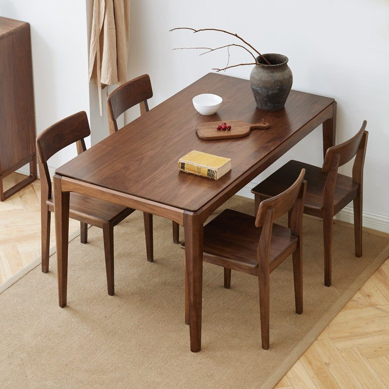 Premium Black Walnut & Ash Solid Wood Modern Nordic Dining Table - Elegant Light Luxury Design for Home, Restaurant, and Office Use