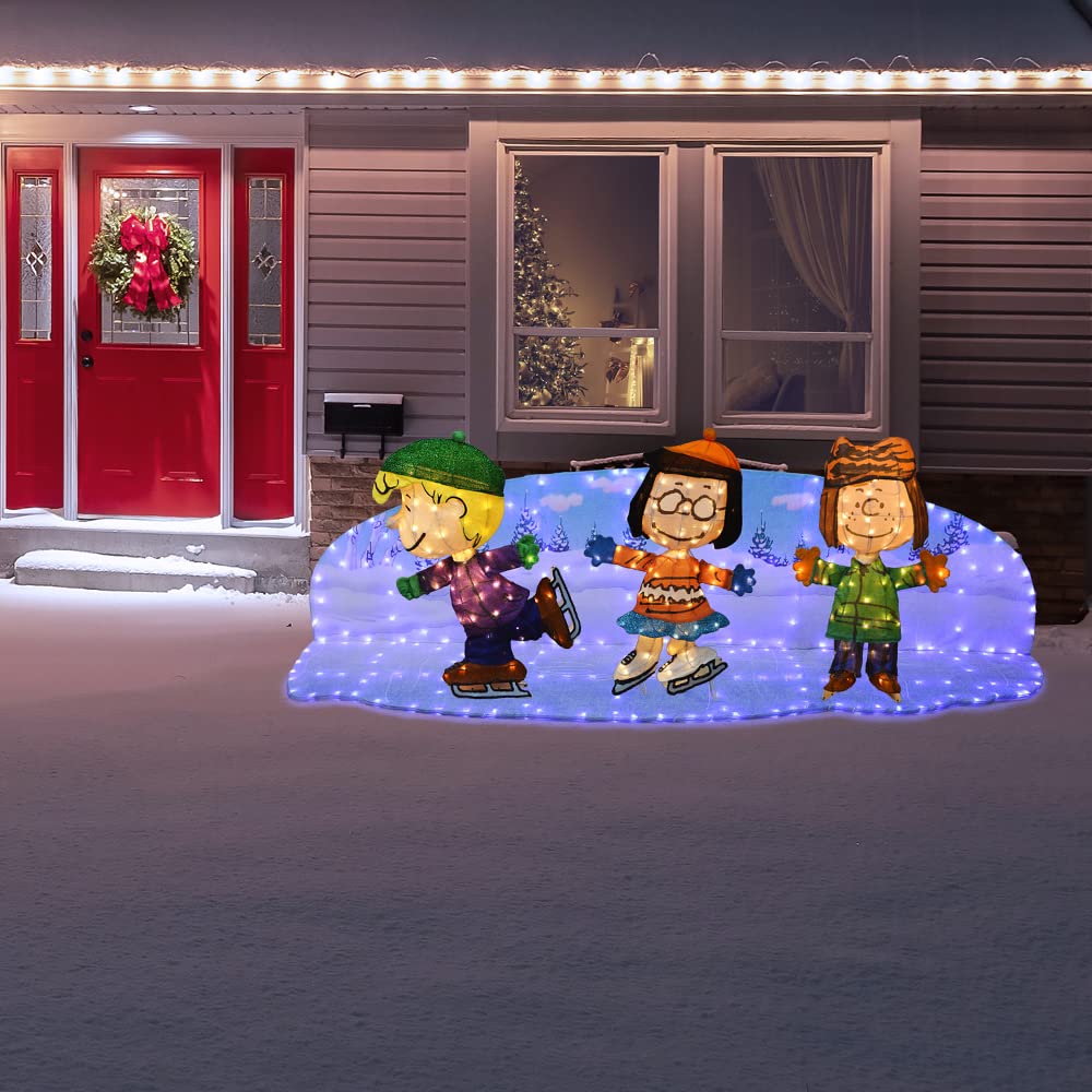 Peanuts Skating Outdoor LED Yard Decor - Ice Skating Pond Scene for Holiday & Winter Garden Decoration - Perfect for Christmas, Patio, Lawn & Landscape Lighting