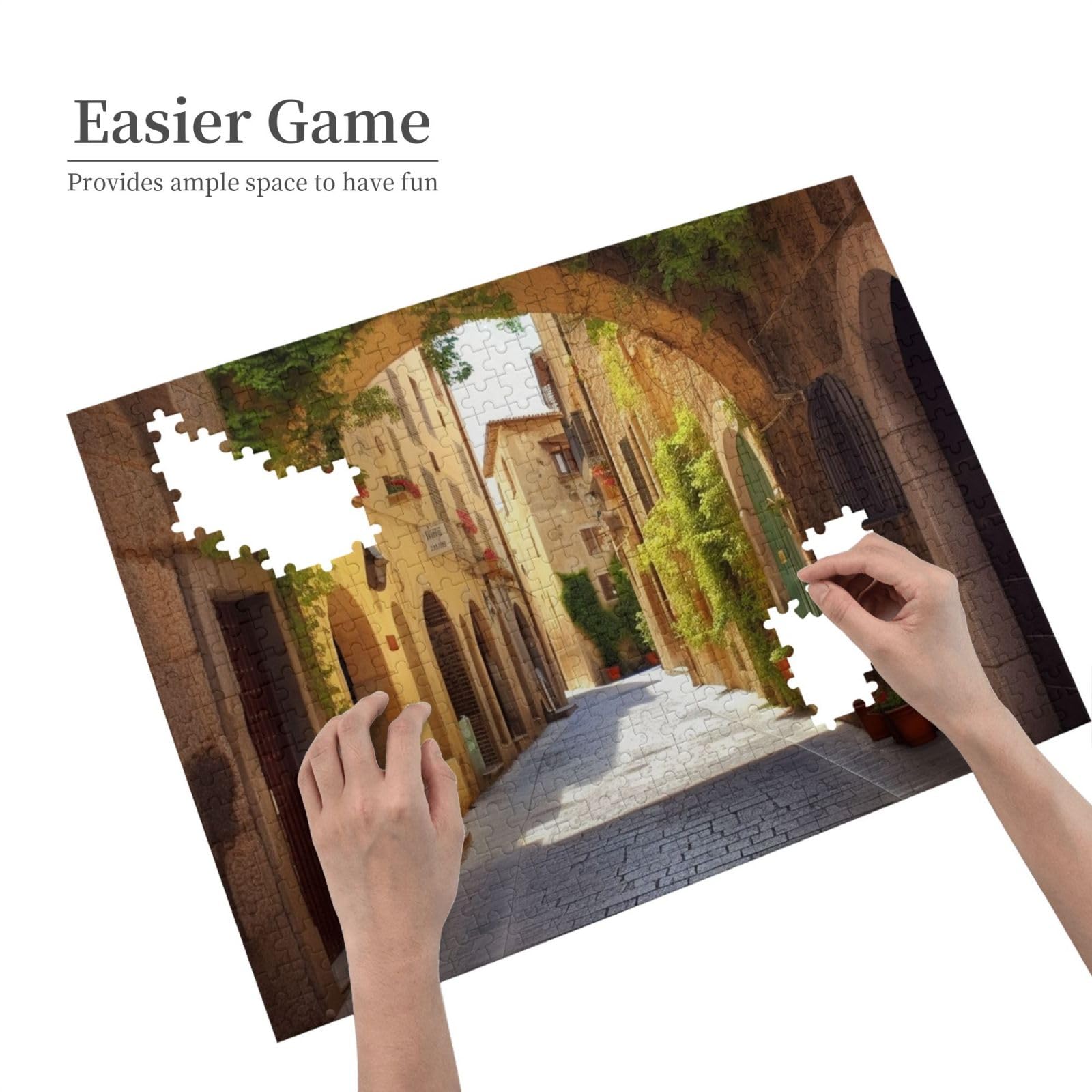 500-Piece Italian Street Wooden Jigsaw Puzzle for Adults - Personalized Photo Puzzle, Classic Family Board Game (20.4