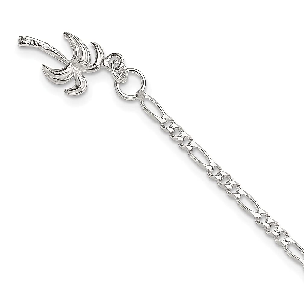 925 Sterling Silver Palm Tree Anklet for Women - Dainty Beach Jewelry Gift for Her - Perfect for Vacations, Summer Outfits & Tropical Getaways