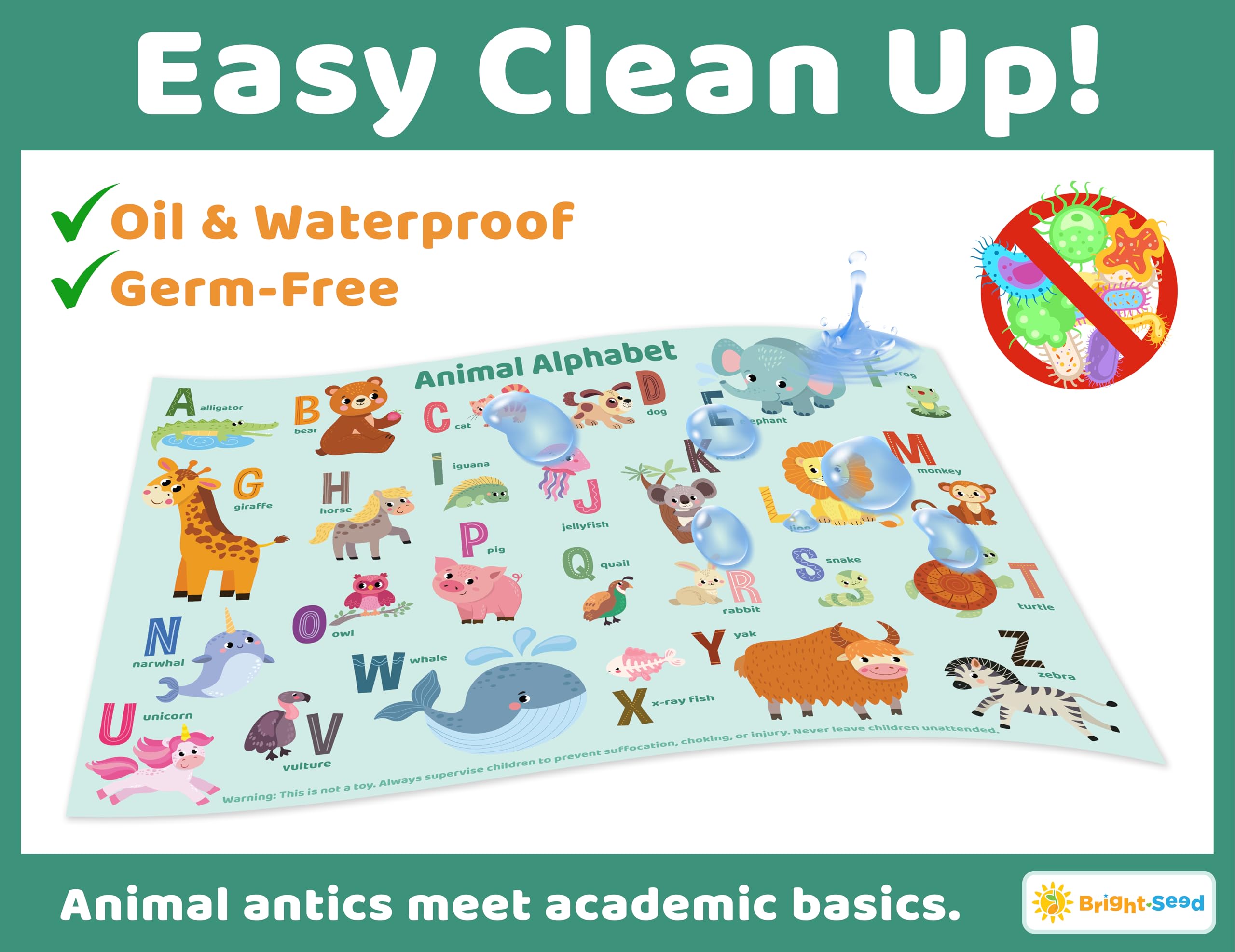 Disposable Baby Placemats for Toddlers & Kids - 40 Pack Waterproof Dining Mats for Restaurants, Travel & Home Use - ABC, Numbers & Animal Learning Mats - Perfect for High Chairs, Picnics & On-the-Go Meals