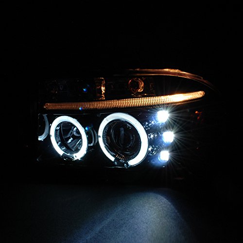 Spec-D Tuning 2LHP-DAK97G-TM Smoked Lens Projector Headlights for Dodge Dakota & Durango - Dual Halo LED DRL Lights - Upgrade Your Truck or SUV for Night Driving & Off-Road Adventures