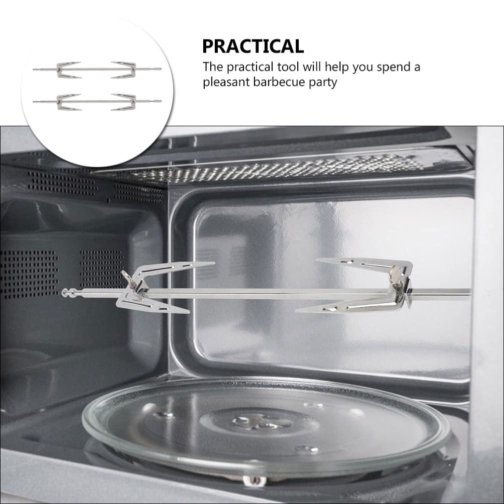 HANABASS 2 Sets Rotating Roast Meat Forks for Air Fryer, Grill Rotisserie, BBQ - Durable Stainless Steel Cooking Accessories for Home, Outdoor & Camping - Perfect for Chicken, Turkey & Kebabs