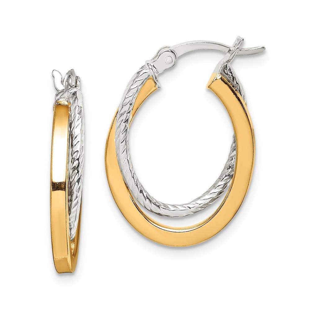 925 Sterling Silver & Gold Plated Twisted Hoop Earrings for Women - 22mm x 16mm Dainty Jewelry Gift for Her - Perfect for Everyday Wear, Parties & Special Occasions