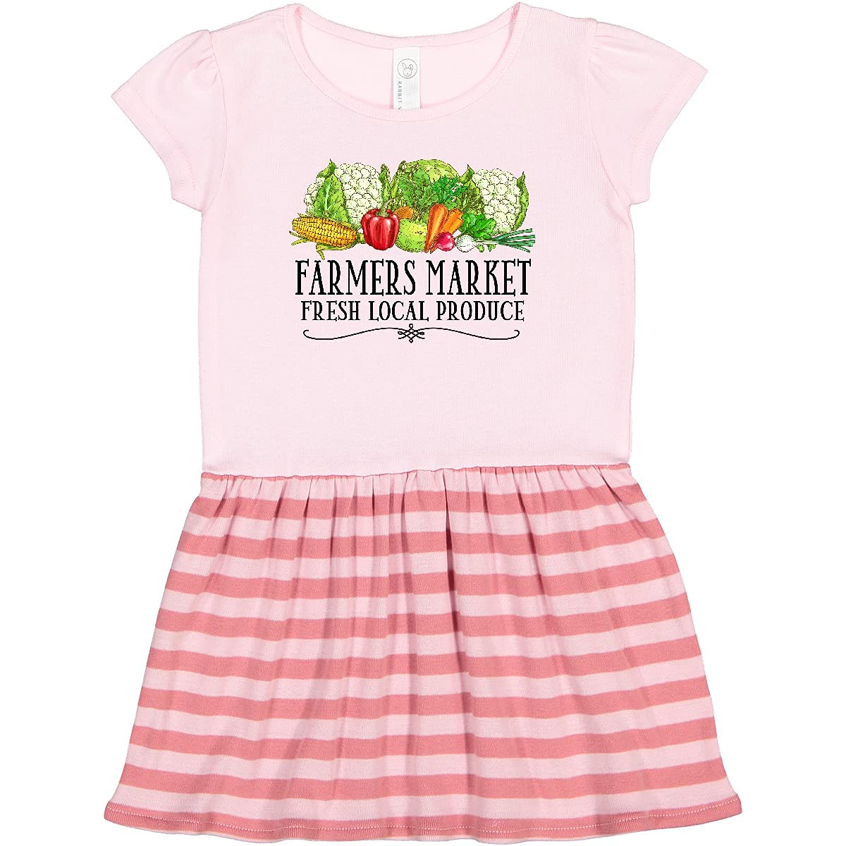 Inktastic Farmers Market Fresh Local Produce Toddler Dress - Cute & Comfortable Cotton Dress for Girls, Perfect for Playdates, Parties & Everyday Wear