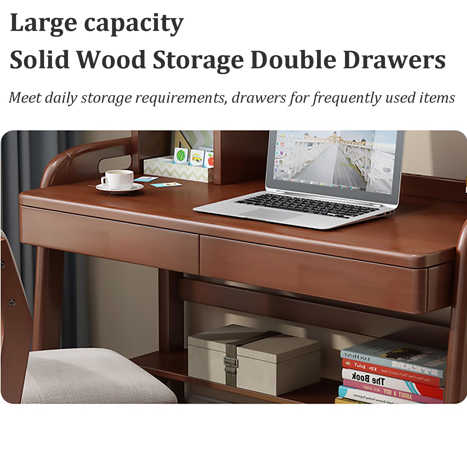 Kids Writing Desk with Drawers & Bookshelf - 39.5