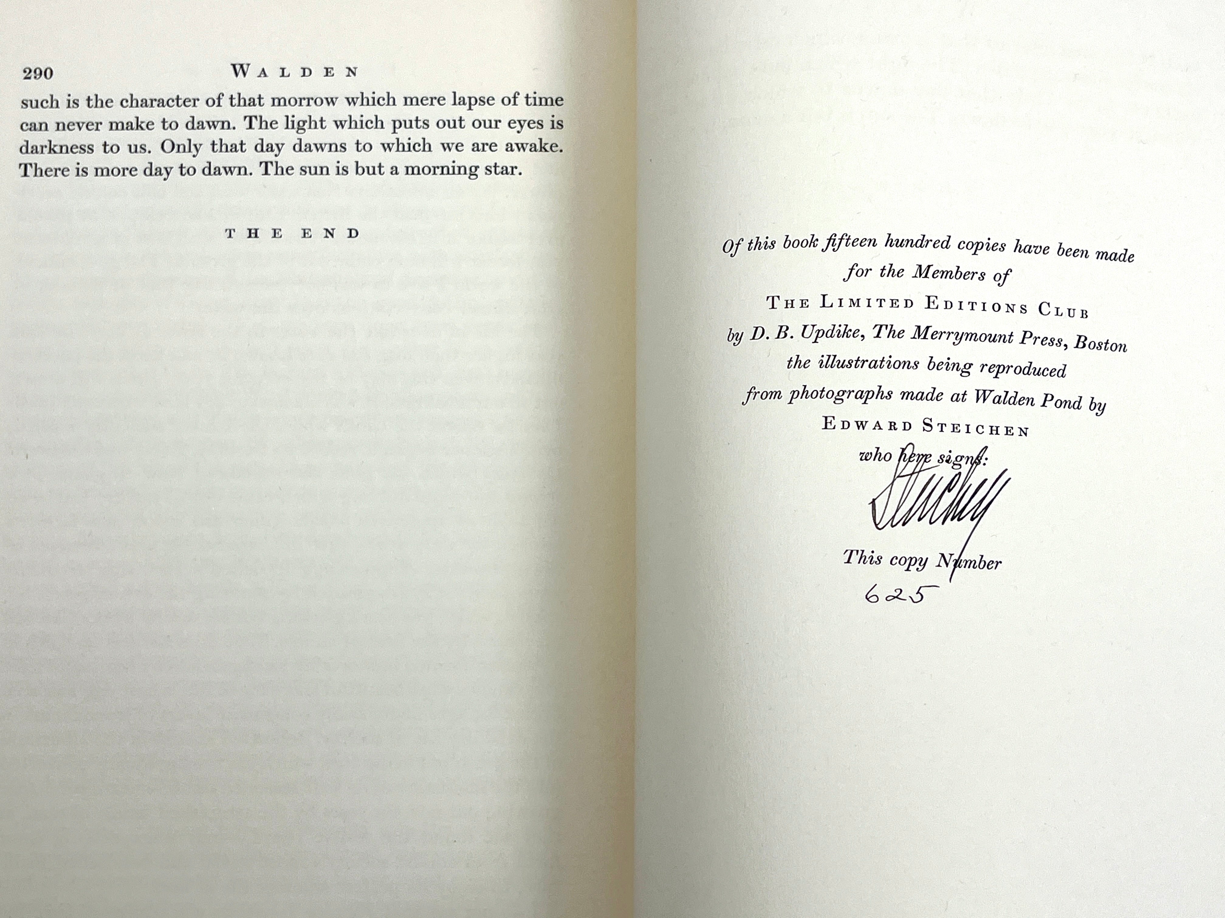 Walden or Life in the Woods by Henry David Thoreau - Limited Editions Club Signed Copy with Edward Steichen Photography | Classic American Literature, Nature Writing & Philosophy Book for Collectors, Home Library Decor and Literary Enthusiasts