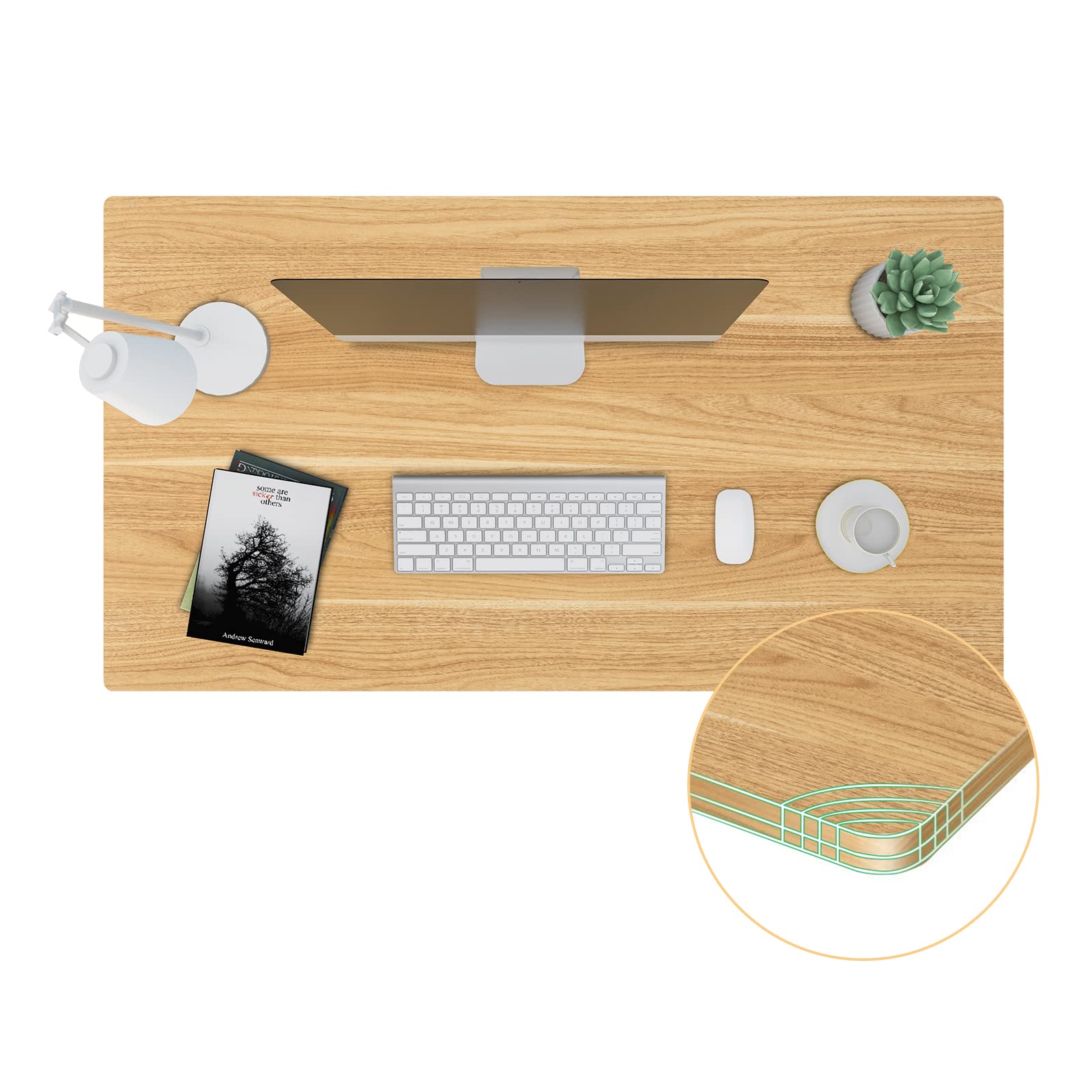 SANODESK 40x24x1 Inch Solid Particle Board Table Top - DIY Standing Desk & Home Office Workstation, Maple Finish for Modern Workspaces & Study Rooms