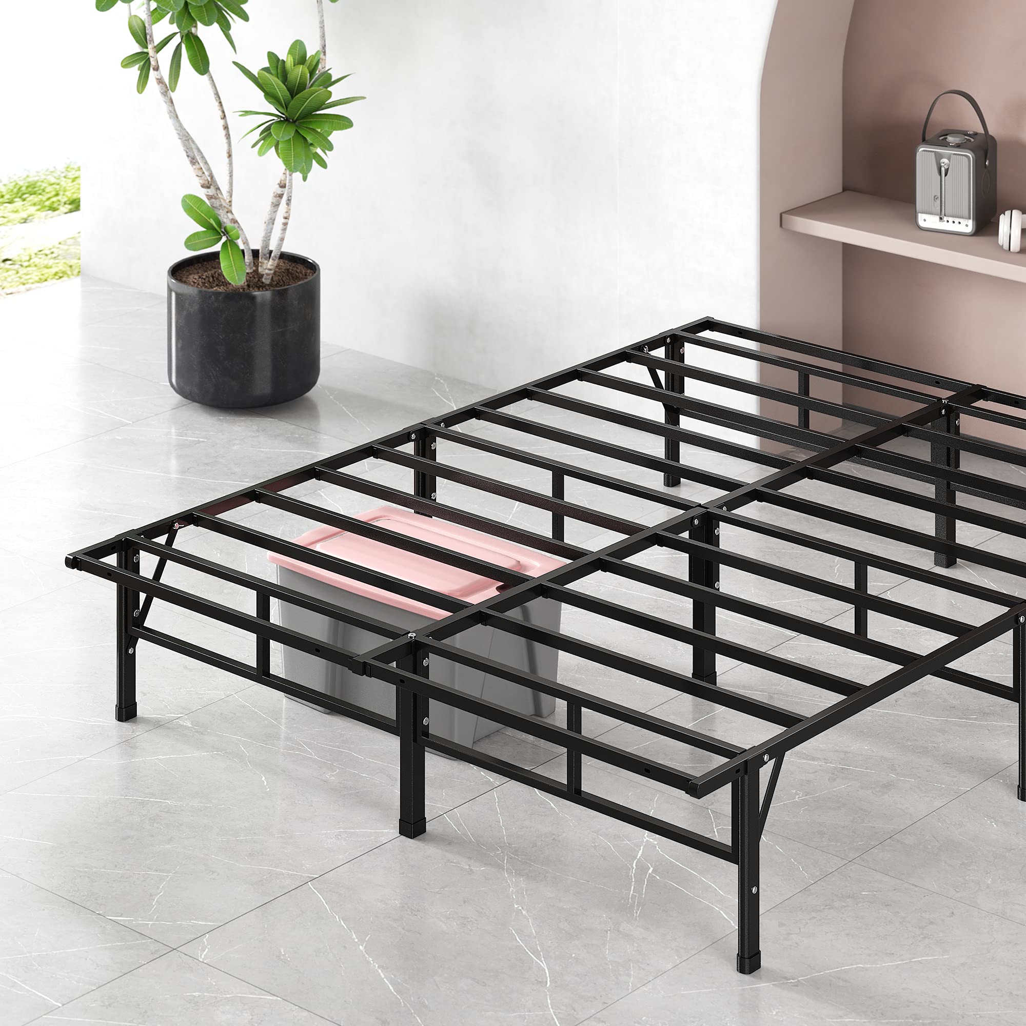 ZINUS SmartBase Compack 14 Inch Metal Bed Frame - Full Size Mattress Foundation with Sturdy Steel Slat Support, No Box Spring Needed - Perfect for Bedrooms, Guest Rooms & Dormitories