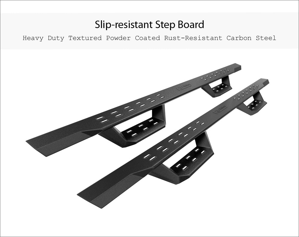 APS Side Armor RS Nerf Bars for Ram 1500 Crew Cab (2019-2025) - Heavy Duty Running Boards with Anti-Slip Surface | Perfect for Off-Roading, Truck Access & Enhanced Vehicle Style