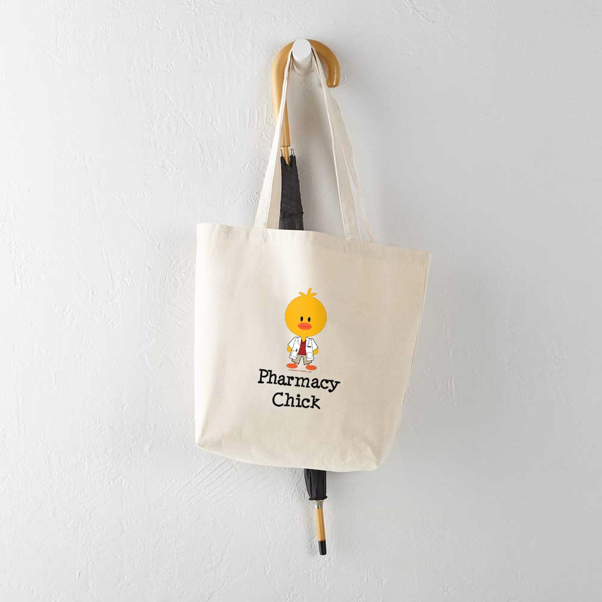 Pharmacy Chick Tote Bag - Natural Canvas Reusable Shopping Bag for Women | Perfect for Groceries, Work & College | Eco-Friendly Cotton Tote with Roomy Pockets