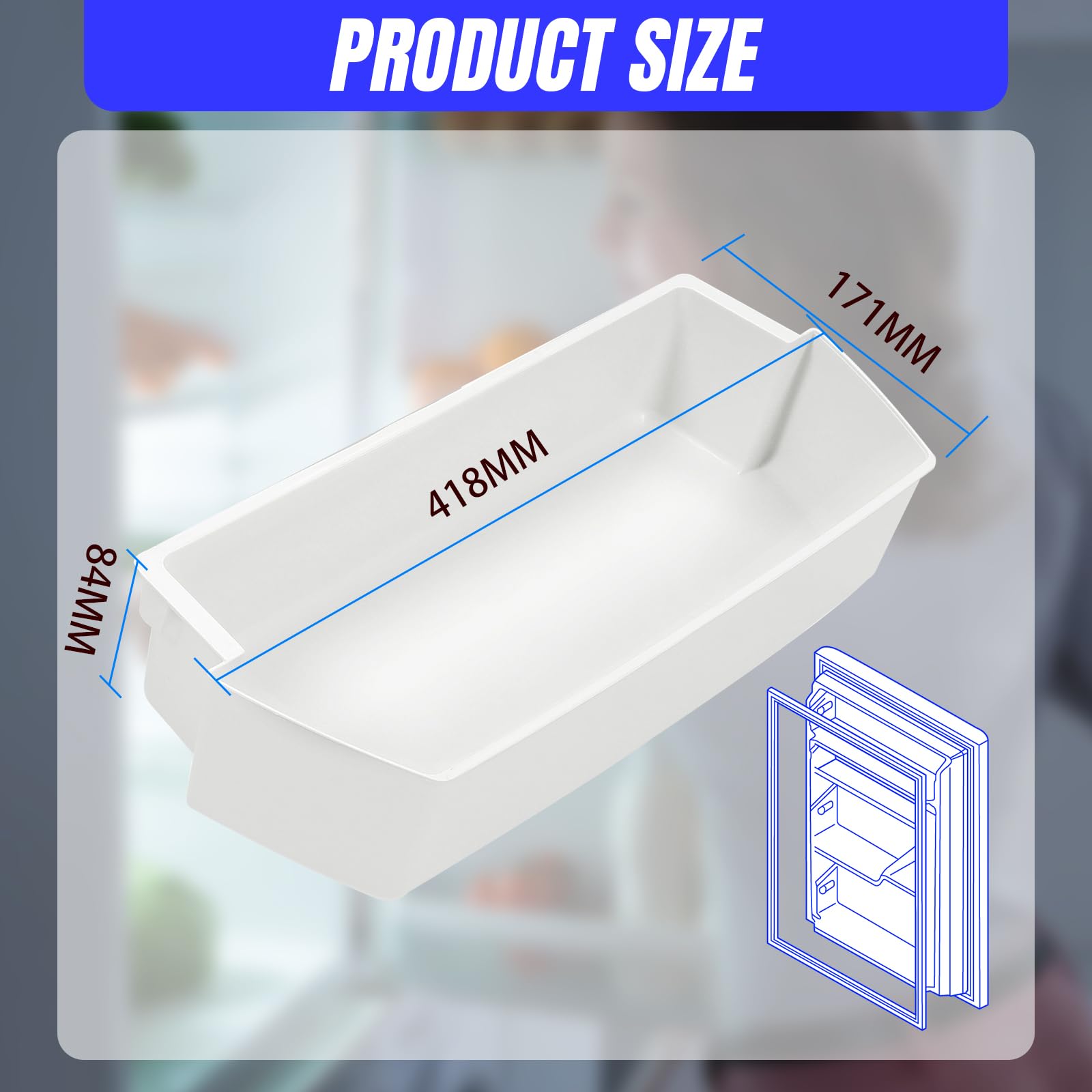 Kojem 2187172 White Refrigerator Door Bin Shelf - 3 Pack Replacement Compatible with Whirlpool, KitchenAid, Roper & Kirkland Refrigerators | Perfect for Organizing Beverages, Condiments & Snacks in Your Fridge