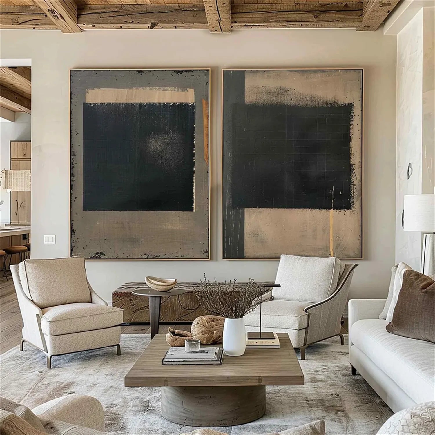 Abstract Tranquility Set of 2 Modern Canvas Wall Art - Minimalist Home Decor for Living Room, Bedroom & Office - #WS169