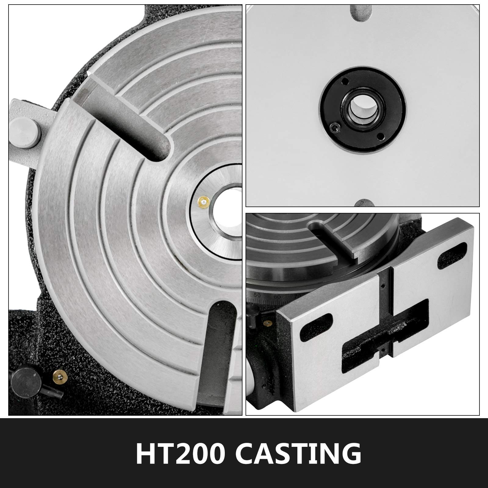 VEVOR 8 Inch (200mm) Horizontal & Vertical Rotary Table for Milling Machine - 360° Precision Rotation with 3-Slot Design & MT-3 Taper - Perfect for Metalworking, CNC Machining, and DIY Projects