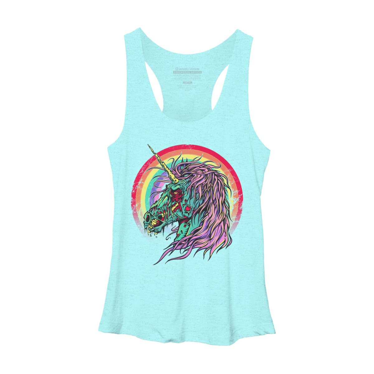 Women's Zombie Unicorn Graphic Racerback Tank Top by RicoMambo | Soft Cotton Sleeveless Shirt for Casual Wear, Gym & Summer Outfits