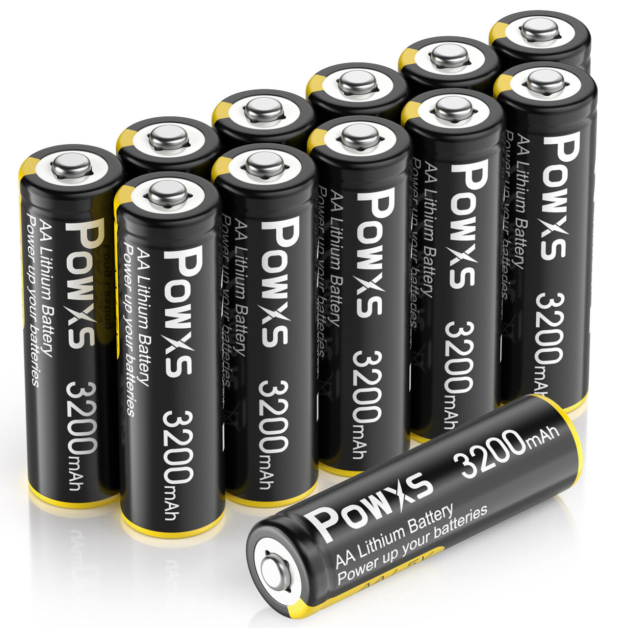 POWXS 1.5V AA Lithium Batteries 3200mAh - Long Lasting High Power Batteries for Digital Cameras, Flashlights, Toys & More - 12 Pack