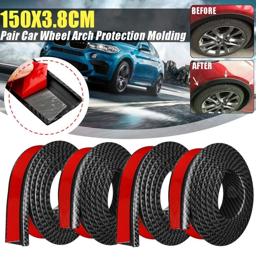 2pcs Rubber Car Wheel Arch Protectors - Anti-Collision Mudguards (Carbon Black) for Off-Road & City Driving