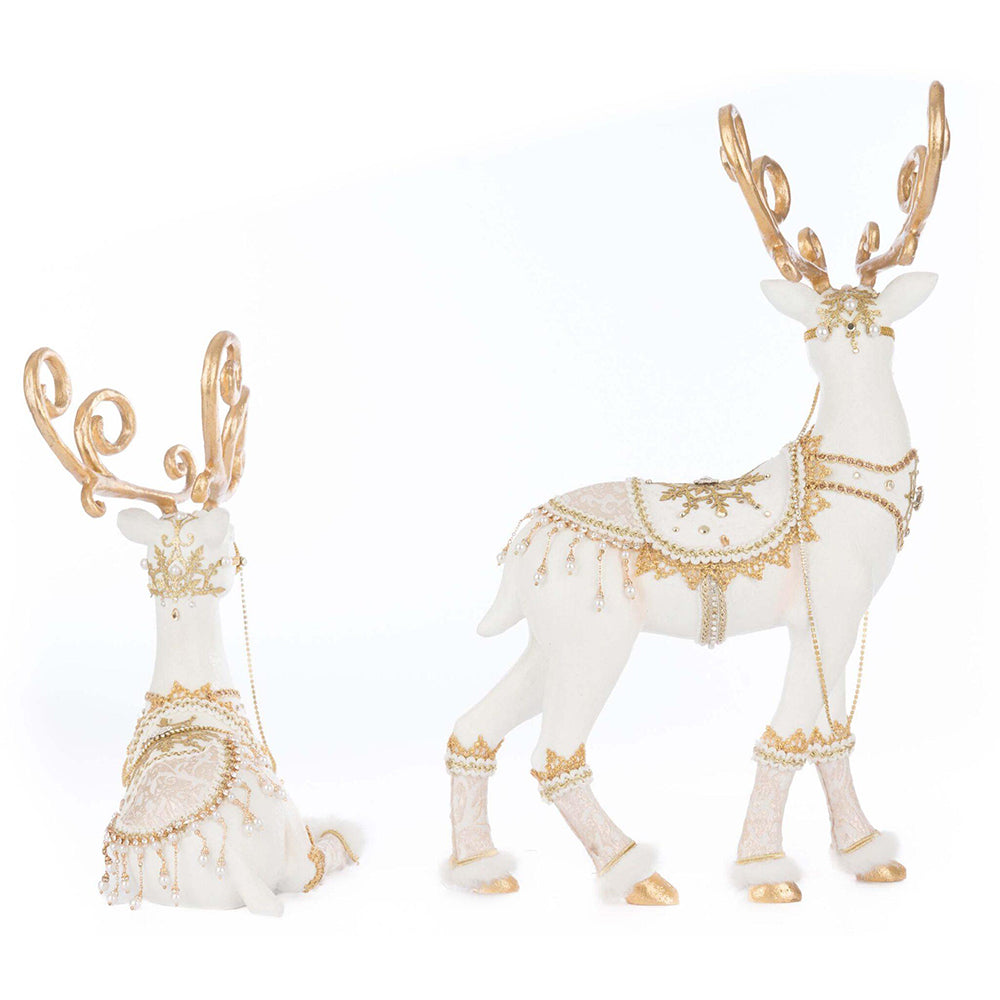 Bells of Brilliance Deer Ornament Set of 2 - Handcrafted Holiday Decor by Katherine's Collection - Perfect for Christmas Tree Decorations & Gift Giving