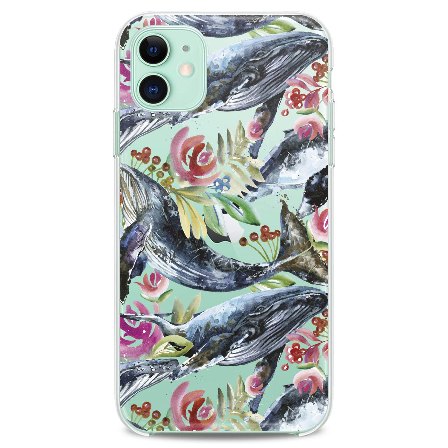 Premium TPU Phone Case for iPhone 16/15/14/13/12/11 Pro Max/Plus/Mini/XS/XR/X/8+/7/6/5/SE - Slim Flexible Silicone Cover with Cute Whale, Orca & Floral Print Designs - Perfect for Women & Girls (Clear Protective Case for Everyday Use & Gift Giving)
