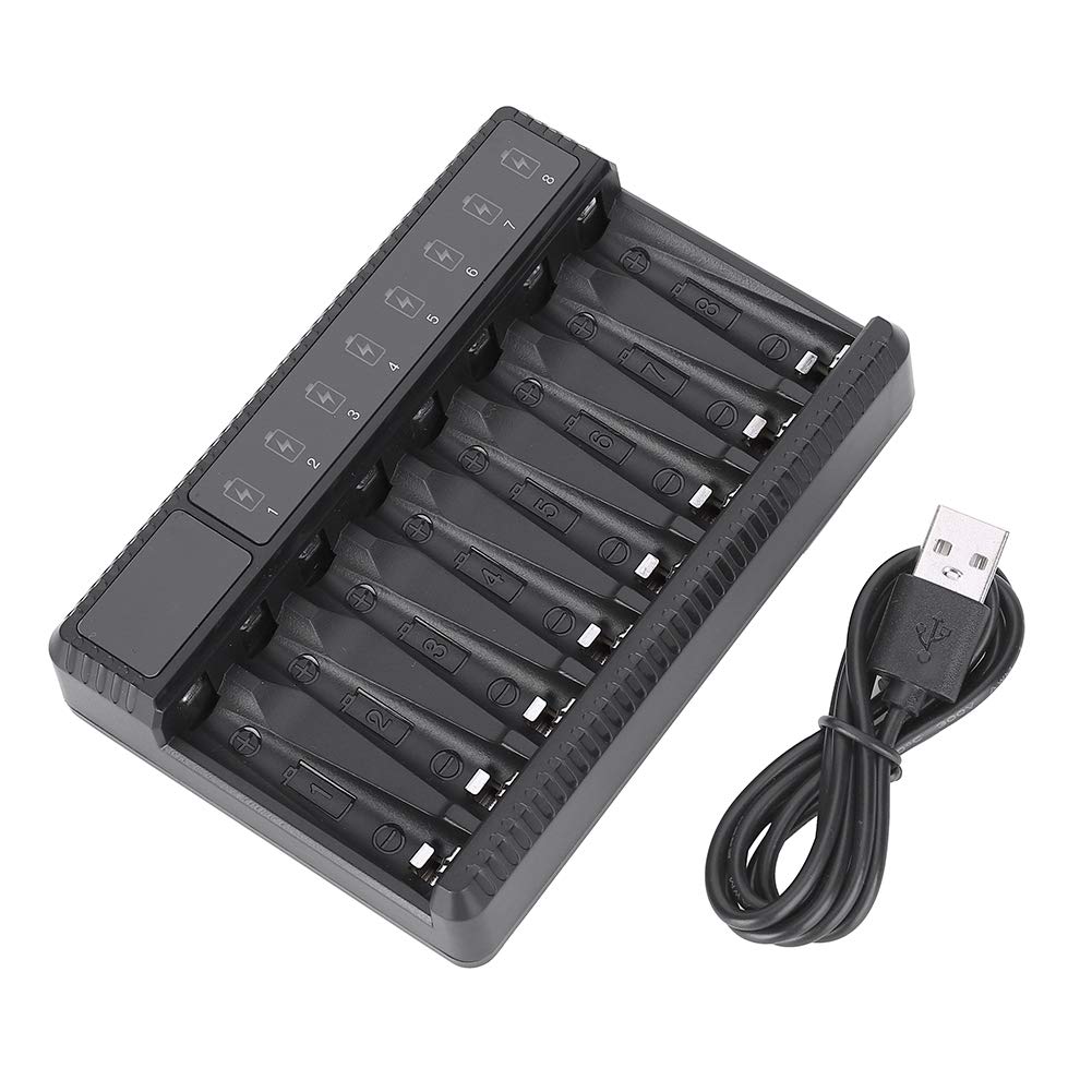 SEIVI 8-Slot Smart USB Battery Charger for NiMH & NiCd AA AAA Rechargeable Batteries - Portable Travel & Household Charging with LCD Display - Perfect for Cameras, Toys, Remote Controls & Electronics