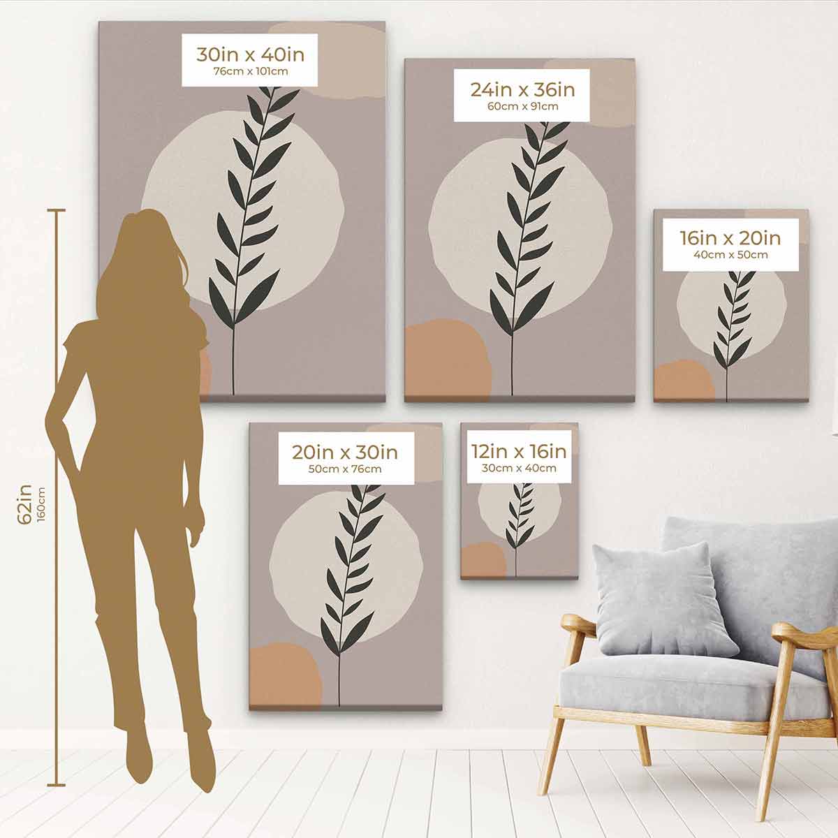 Purple Leaf Wall Art Canvas - Modern Botanical Home Decor for Living Room, Bedroom & Office - 92_b Size