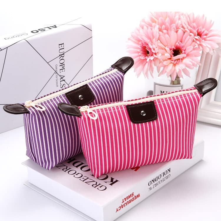 2 Pack Light Pink Nylon Makeup Bag - Travel Toiletry & Cosmetic Organizer for Skincare, Trendy Preppy Style - Perfect for Travel, Gym, and Daily Essentials Storage