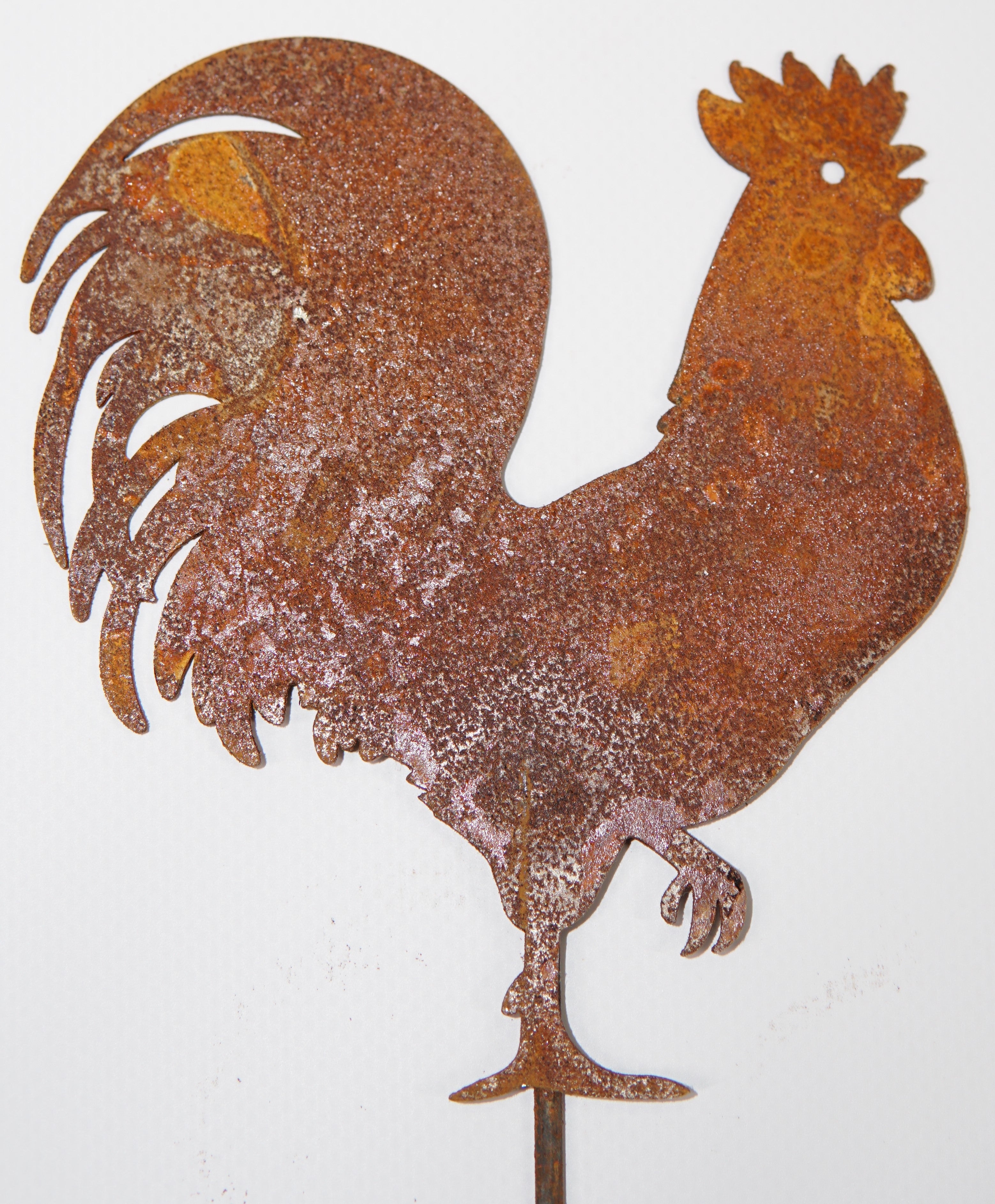Rustic Rooster Garden Stakes - W4942 Decorative Metal Yard Art for Outdoor Decor, Farmhouse Style Lawn Ornaments - Perfect for Flower Beds, Patios, and Countryside Gardens