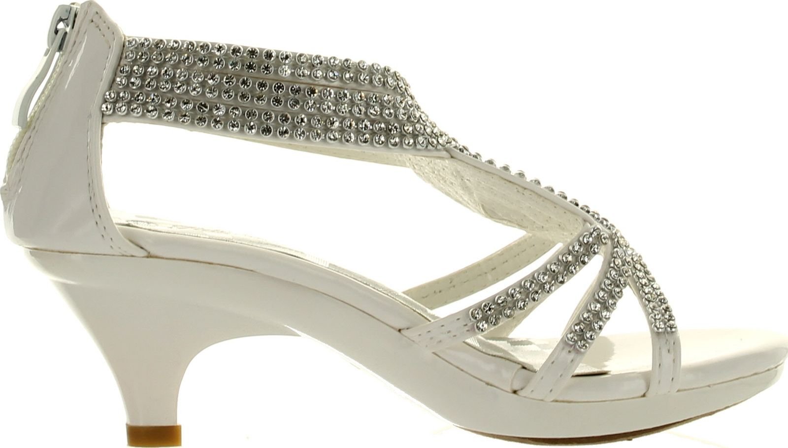 Sparkly Angel-37K Rhinestone Platform Heels for Little Girls - White Dress Sandals Size 9 | Perfect for Birthday Parties, Pageants & Special Occasions