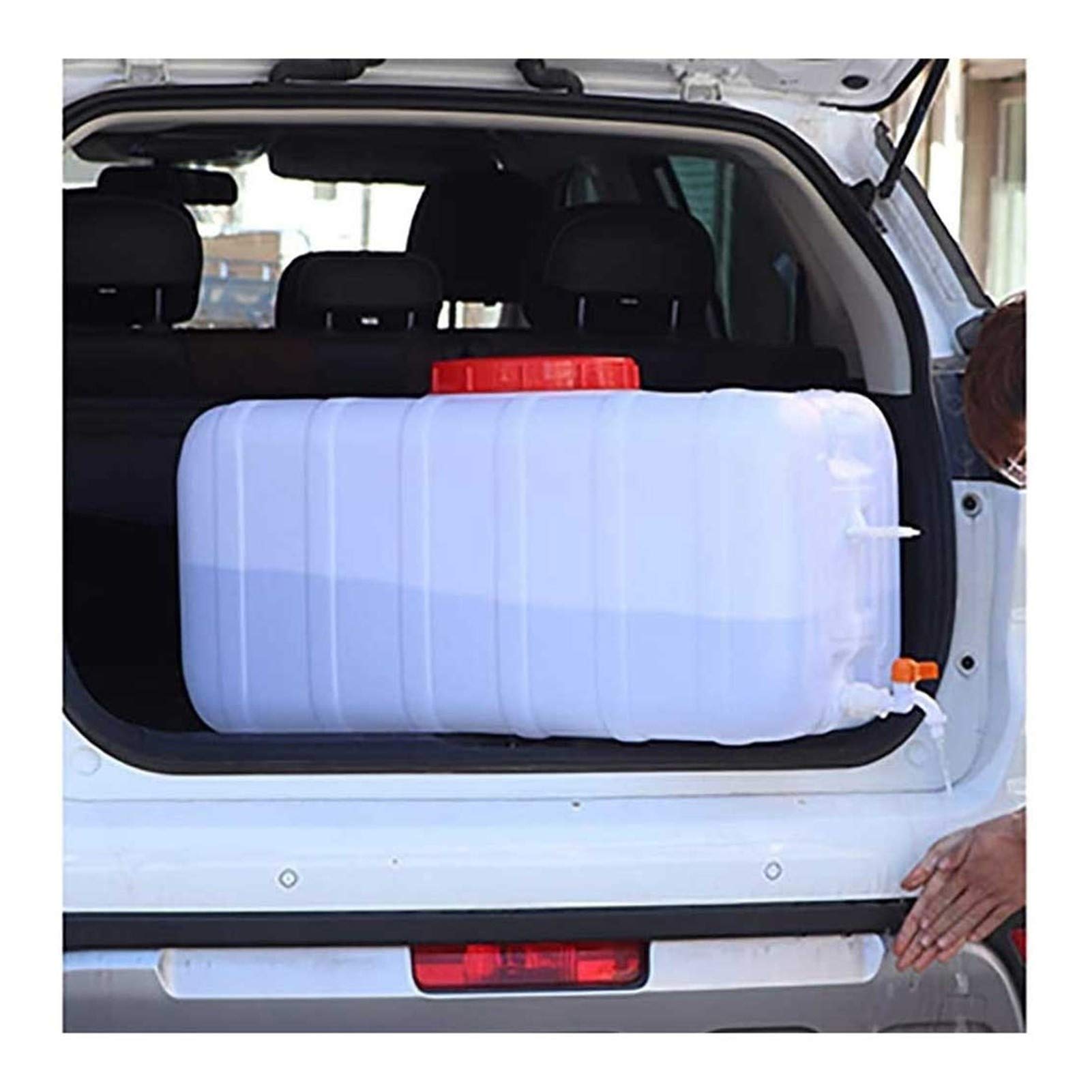 Portable Water Container with Faucet - 5 Gallon White Square Water Storage Tank for Camping, Hiking, Emergency Preparedness & Outdoor Activities - Perfect for Hurricane Supplies, Picnics and RV Travel