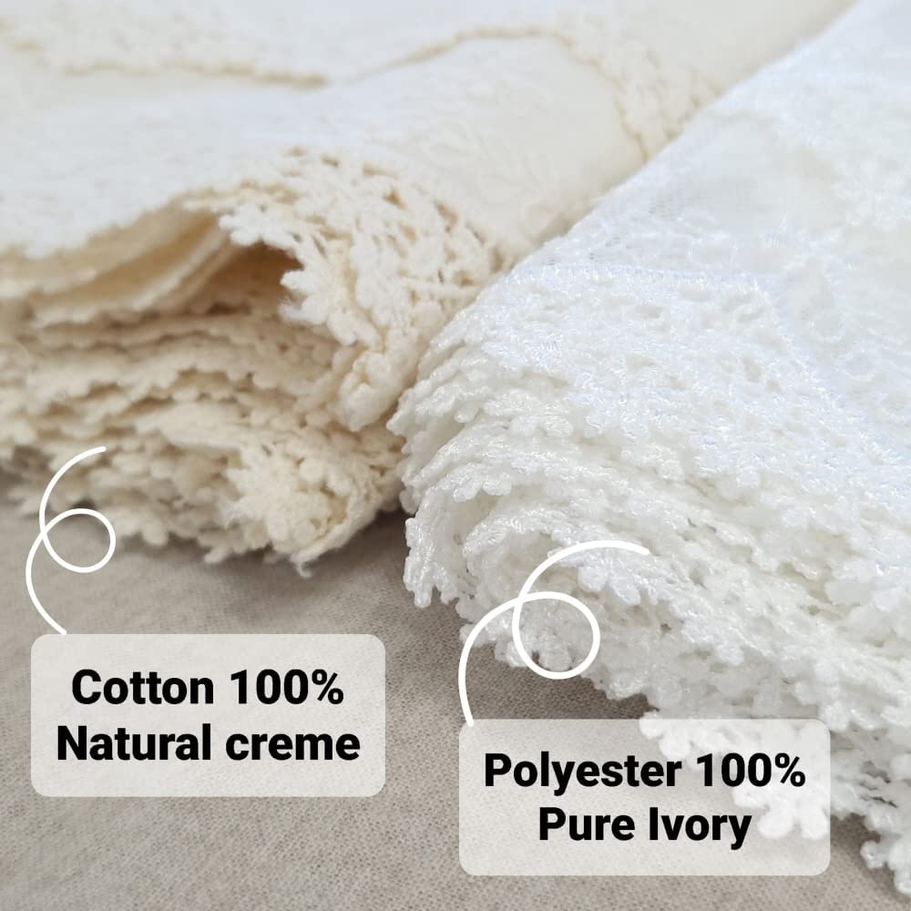 Elegant White Embroidered Table Lace Runner 12×50 Inch (31×130cm) - Perfect for Wedding, Holiday, Picnic & Daily Dinner Table Decor - Durable Polyester Fabric for Home & Event Decoration