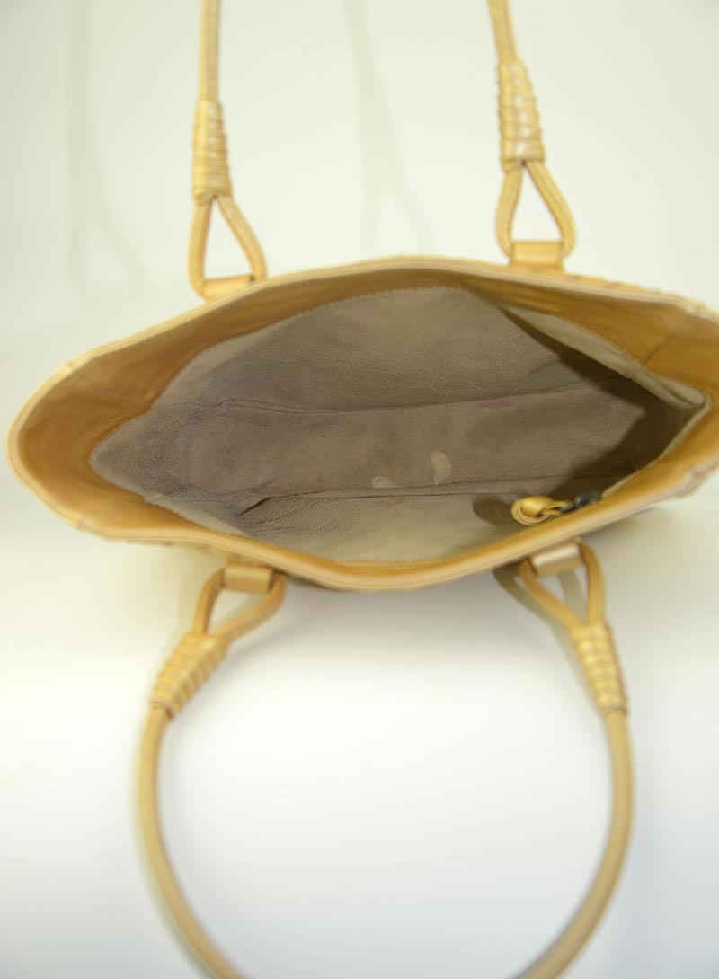 Bottega Veneta Gold Leather Handbag for Women | Luxury Designer Crossbody Bag | Perfect for Parties, Work & Everyday Use