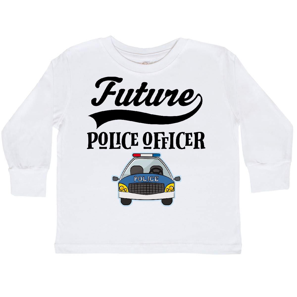 Inktastic Future Police Officer Car Toddler Long Sleeve T-Shirt - Cute Toddler Boys' Graphic Tee for Police Theme Birthday Party & Dress Up Play