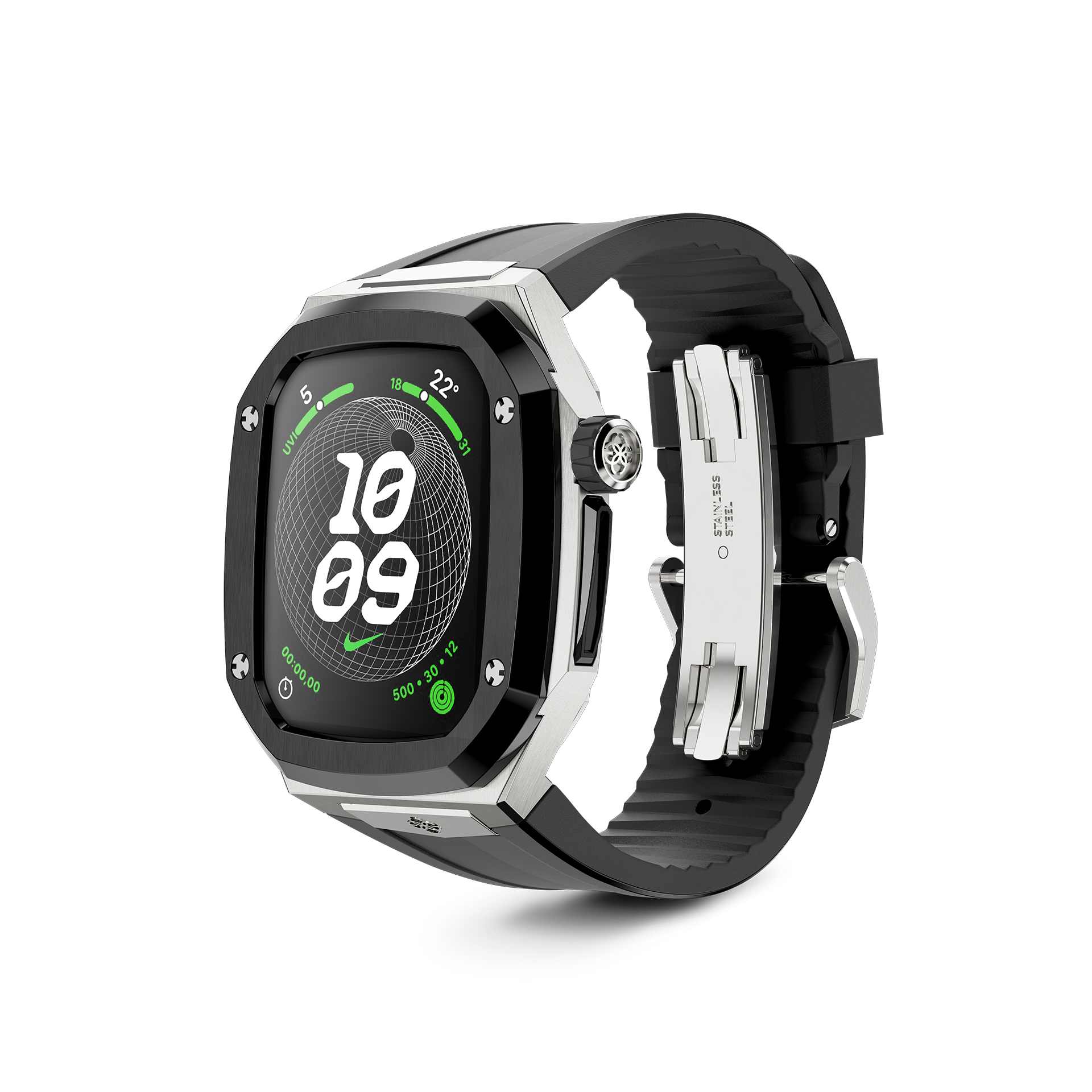 Apple Watch Case SPIII41 - Silver & Jet Black Protective Cover for Apple Watch Series 1/2/3/4/5/6/SE - Durable Slim Fit Design for Workout, Running & Daily Use