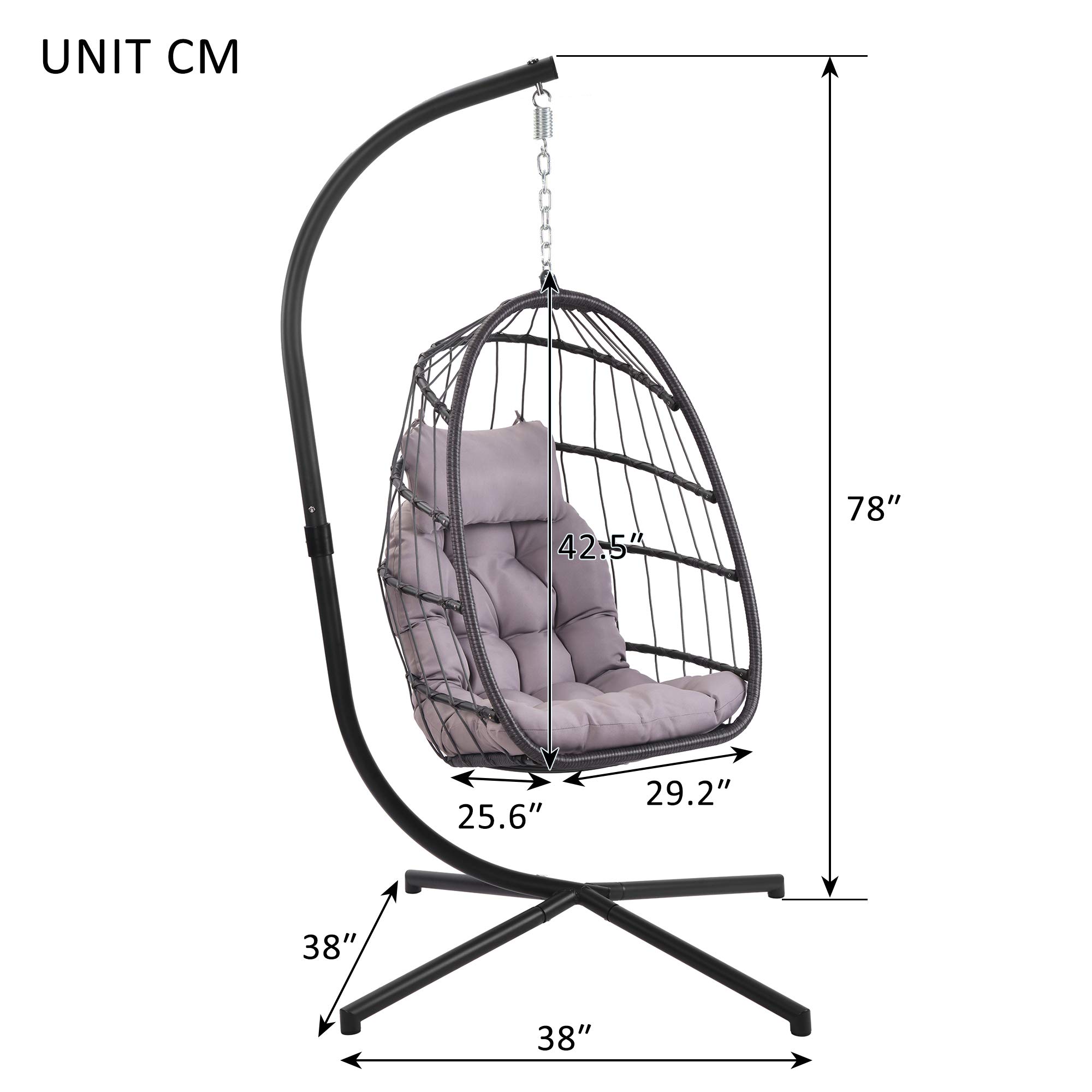 Wicker Swing Egg Chair with Stand - 350 lbs Weight Capacity Hanging Hammock for Patio, Garden, Balcony & Backyard Relaxation