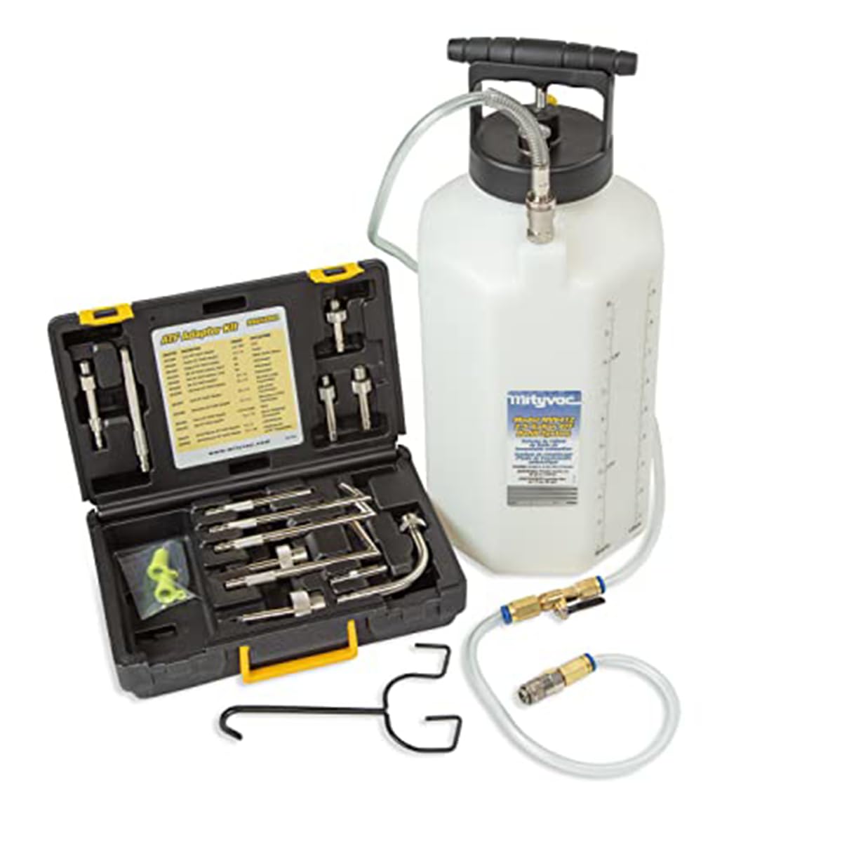Mityvac MV6412A ATF Pneumatic Sealed Automatic Transmission Refill System - 2.5 Gallon (10L) with Manual Pump, Flow Control & Quick-Change Connector | Ideal for Professional Mechanics & DIY Transmission Fluid Change