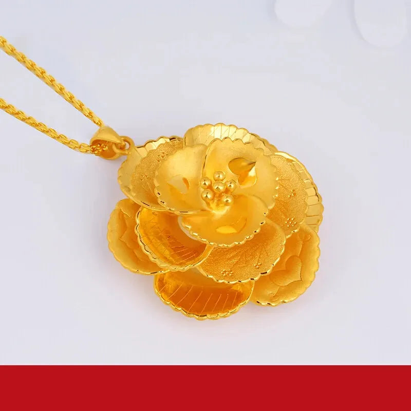 24K Pure Gold Pendant Necklace - Real 999 Solid Gold Charm Jewelry for Women - Elegant & Trendy Classic Party Gift - Perfect for Anniversary, Birthday & Special Occasions