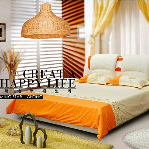 Handwoven Rattan Chandelier - Natural Wicker Pendant Light for Dining Room, Bedroom, Balcony | Boho Farmhouse Decor | Southeast Asian Inspired Hanging Lamp (Yellow) - Perfect for Cozy Home, Cafe and Vacation House Lighting