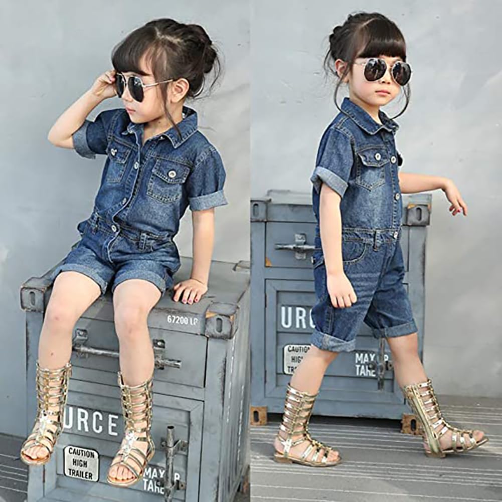 Girls Rivet Gladiator Sandals - Summer Princess Dress Shoes with Strappy Flats & Zip Up Boots - Perfect for Outdoor Play, Dress-Up Parties & Casual Wear