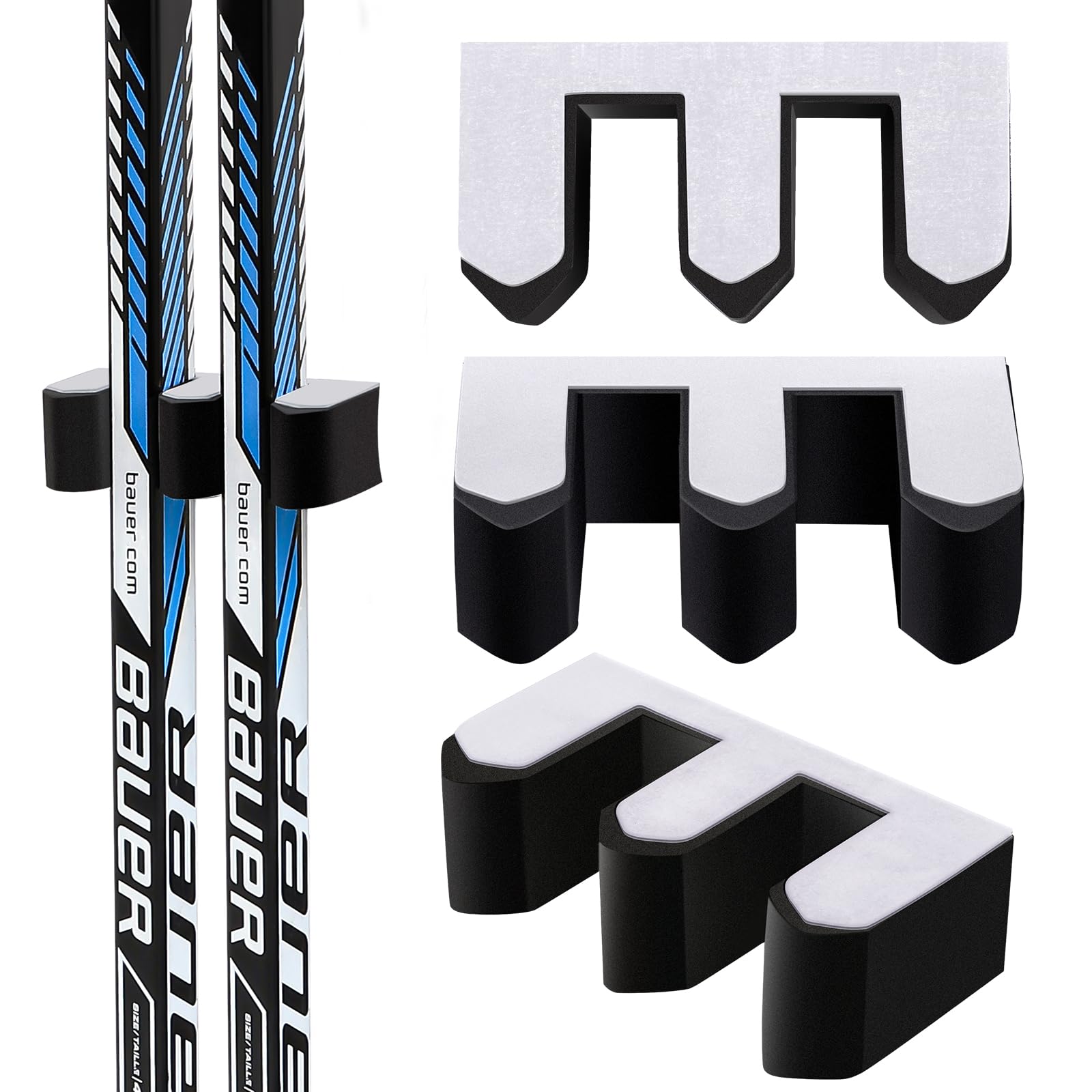 Yousoontic Hockey Stick Holder Wall Mount - Organizer for 1, 2, 3, 4 or 6 Ice Hockey Sticks - Space Saving Storage Solution for Home, Office, Garage or Locker Room - Perfect for Hockey Players and Fans Display