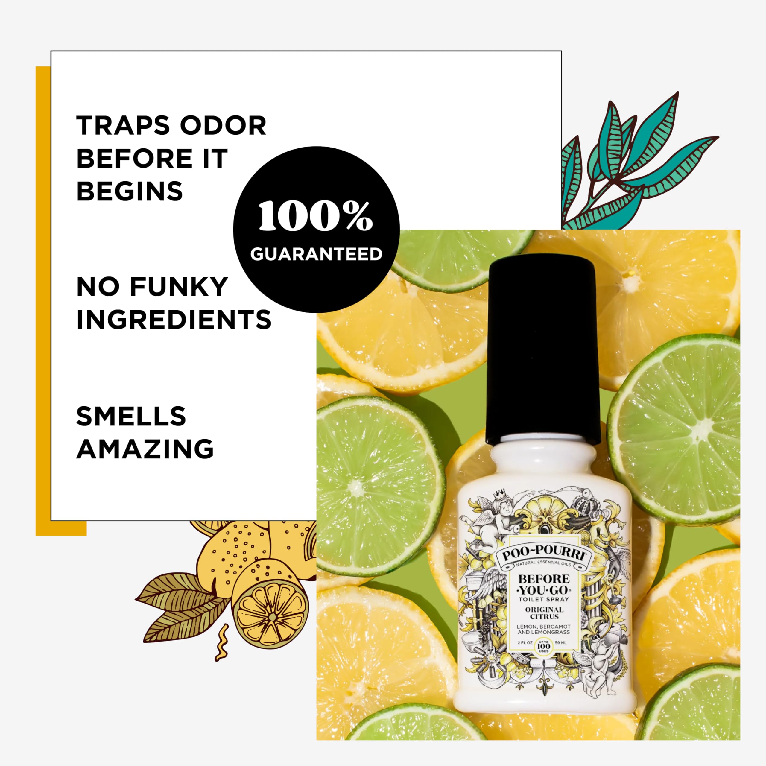 Poo-Pourri Before-You-Go Toilet Spray Bundle - Original Citrus Scent (2oz + 1oz Travel Size) with Lemon, Bergamot & Lemongrass | Bathroom Odor Eliminator for Home & Travel Use