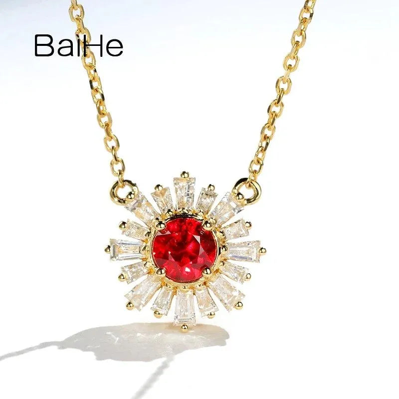 18K Solid Gold Diamond/Emerald/Sapphire/Ruby Pendant Necklace for Women - Elegant Clavicle Chain in White/Yellow/Rose Gold - Perfect for Weddings, Anniversaries & Special Occasions