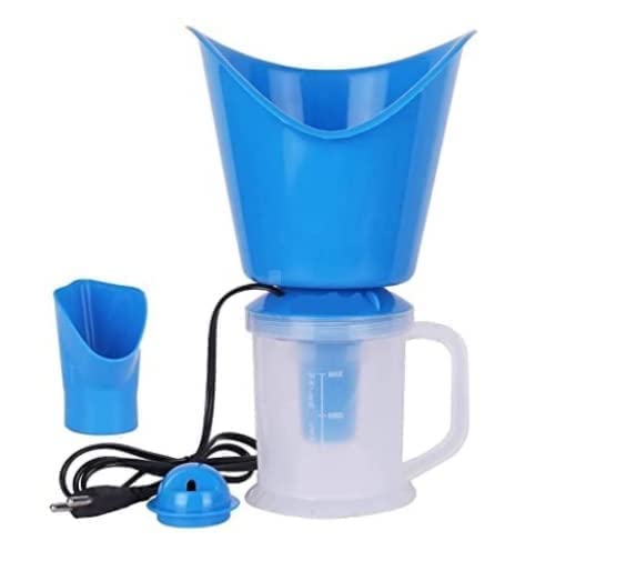 Vasudeva Enterprises 3-in-1 Plastic Steam Vaporizer for Cold & Cough Relief - Nose Steamer & Personal Vaporizer Machine (Blue) | Perfect for Home Use, Baby Care & Sinus Relief