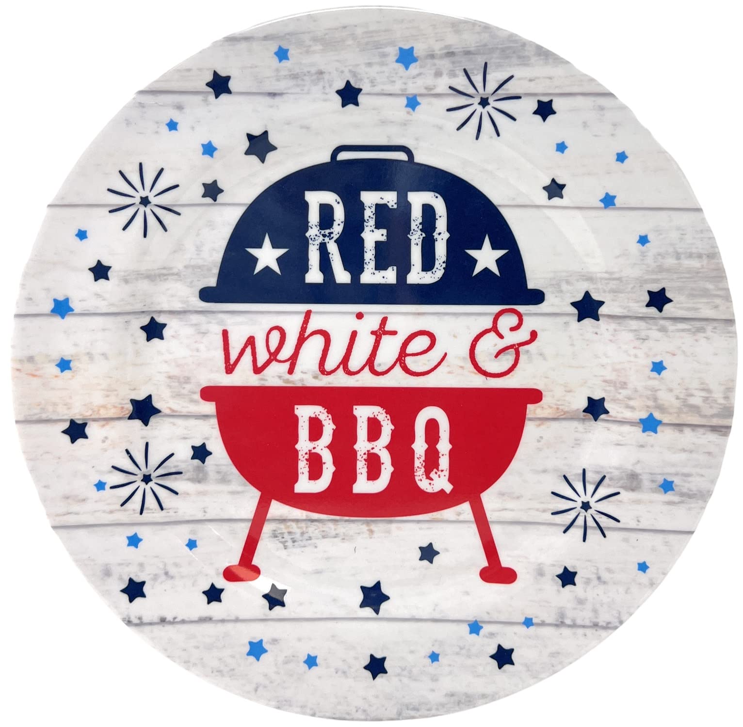Red White & Blue Patriotic Melamine Dinner Plates - Set of 4, Durable & Lightweight for BBQs, Picnics & 4th of July Celebrations | Northeast Home Goods