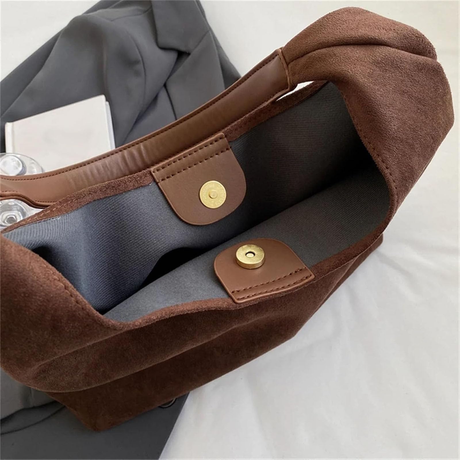 Stylish Brown Suede Hobo Bag for Women - Genuine Leather Slouchy Shoulder Handbag & Tote - Perfect for Work, Travel & Everyday Use